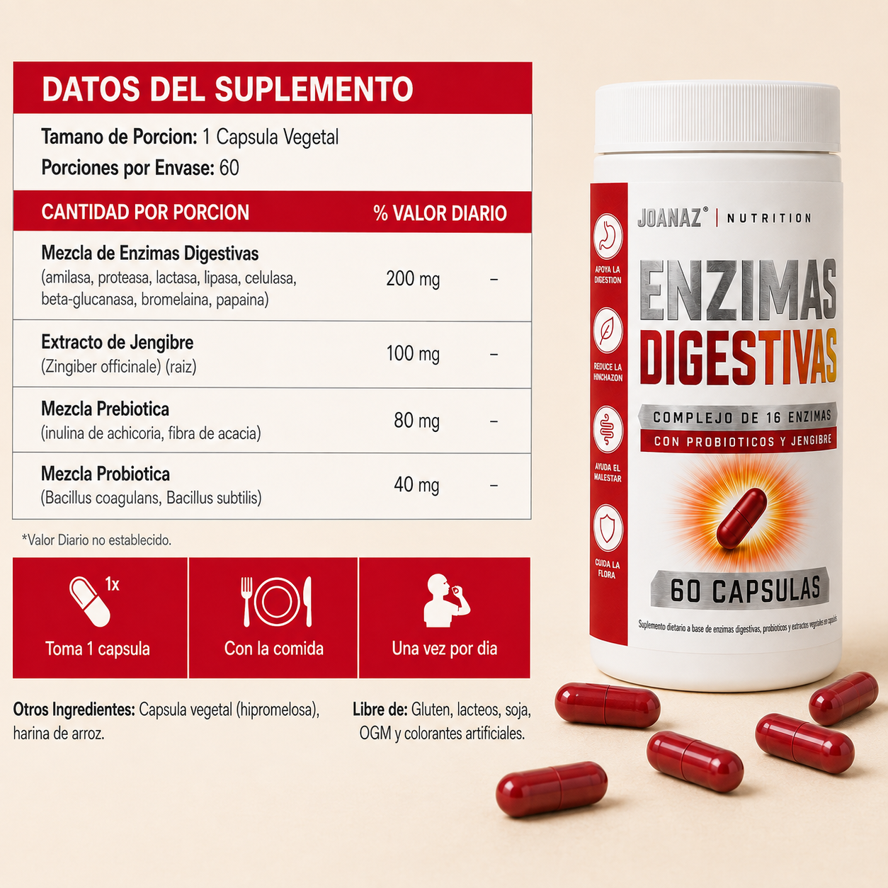 JOANAZ® | Apoyo Natural para Digestión, Hinchazón y Flora Intestinal